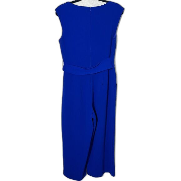 Tahari ASL Royal Blue Jumpsuit Sleeveless Chic Career Workwear Date Night EUC 10 - Picture 3 of 8